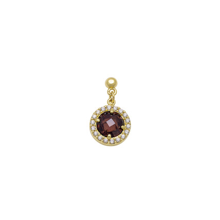 Σκουλαρίκια σε κίτρινο χρυσό με double brown topaz πέτρα (E56 - PAX1133)